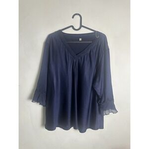 LILYSILK 2XL ‎ Mulberry Silk Blouse Shirt in Blue Bows